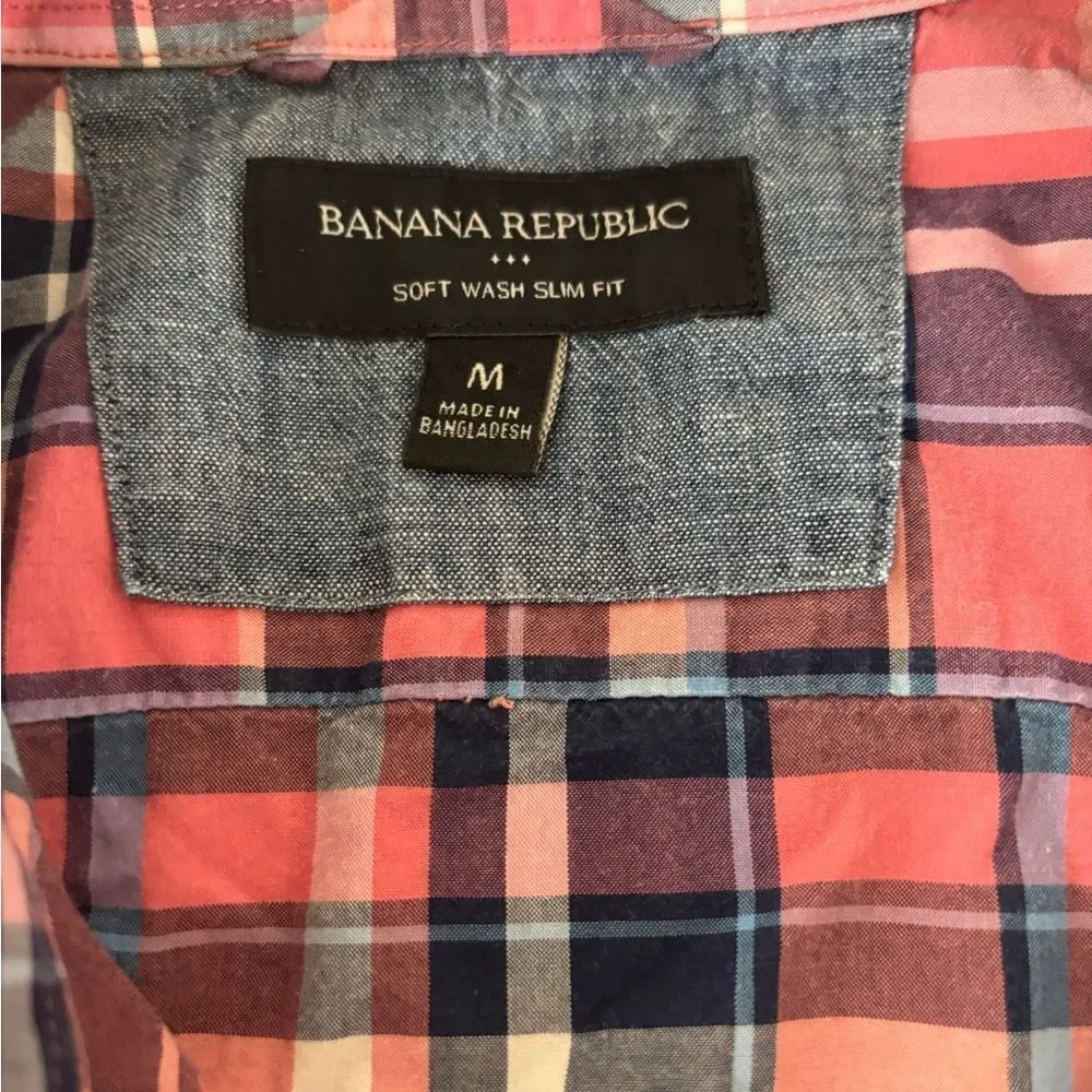 Banana Republic Pink and Blue Plaid Shirt